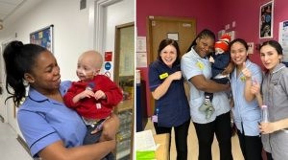 George with staff at Kings College Hospital