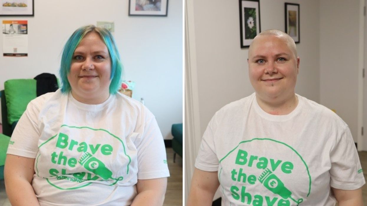 Pharmacy technician shaves off her blue locks to support cancer charity