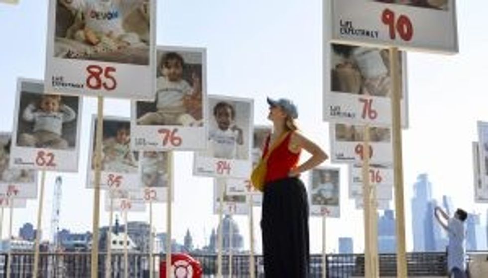 Images of 50 babies representing the diverse life expectancies in towns and cities across the UK
