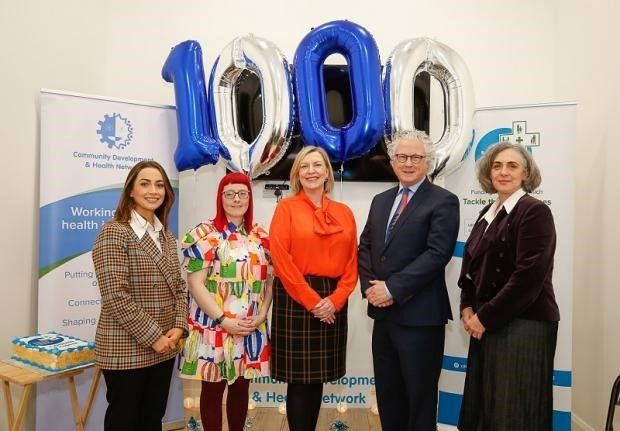 Gemma McCartan, owner McCartan Pharmacy; Rosemary Deans, Founder of Centred Soul; Cathy Harrison, Chief Pharmaceutical Officer; Sheelin McKeagney, Chair CDHN; Joanne Vance, Director CDHN. Community-Pharmacy Partnership programme